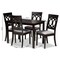 Baxton Studio Lucie Grey Upholstered Espresso Finished 5-Piece Wood Dining Set 157-9732-8026 - alternate 2
